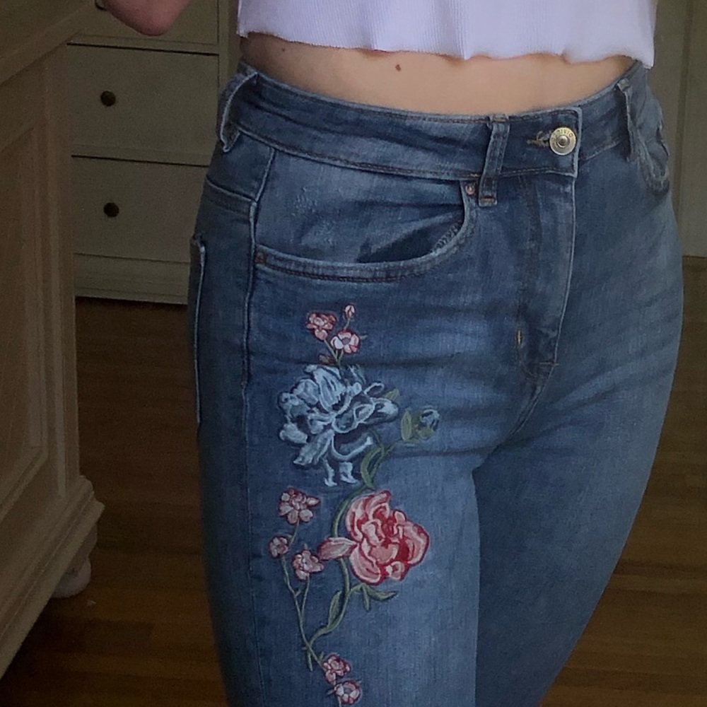 Embroidered Denim Jeans